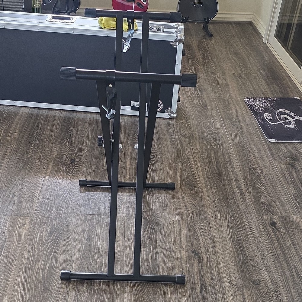 Hamzer Black Metal X-Stand Height-Adjustable Foldable Keyboard Stand