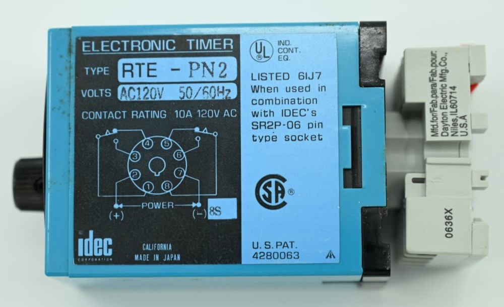 IDEC RTE-PN2 Electronic Timer with Base 5X852M