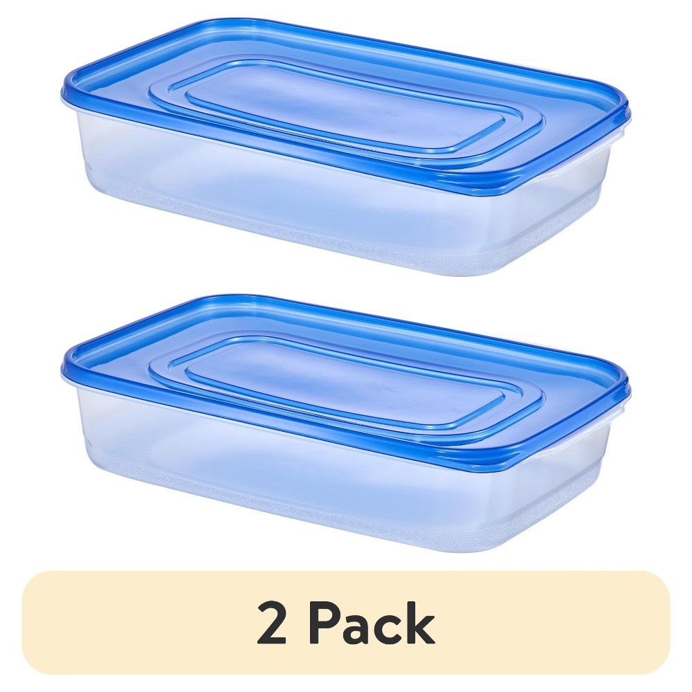 2 Pack Rectangular 1 Gallon Plastic Food Storage Container for Pantry