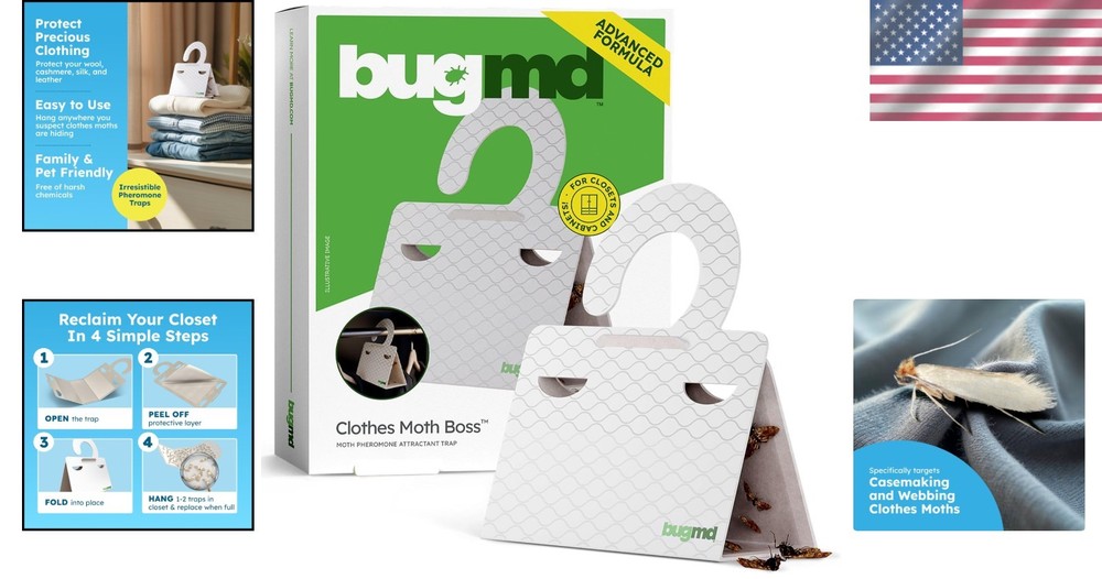 6 Count Clothes & Pantry Moth Traps - Safe & Effective Non-Toxic Solution