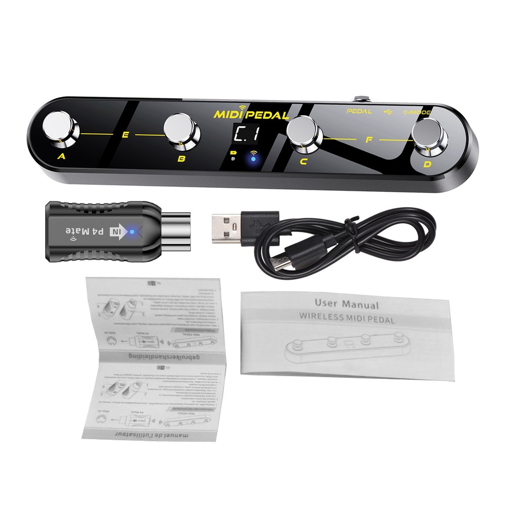 Wireless MIDI Controller Pedal 5 Modes Digital Display For Musicians VTOS