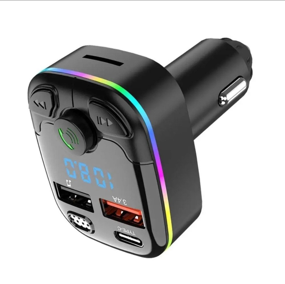 Bluetooth 5.0 Car Wireless FM Transmitter Adapter USB PD Charger AUX Hands Free