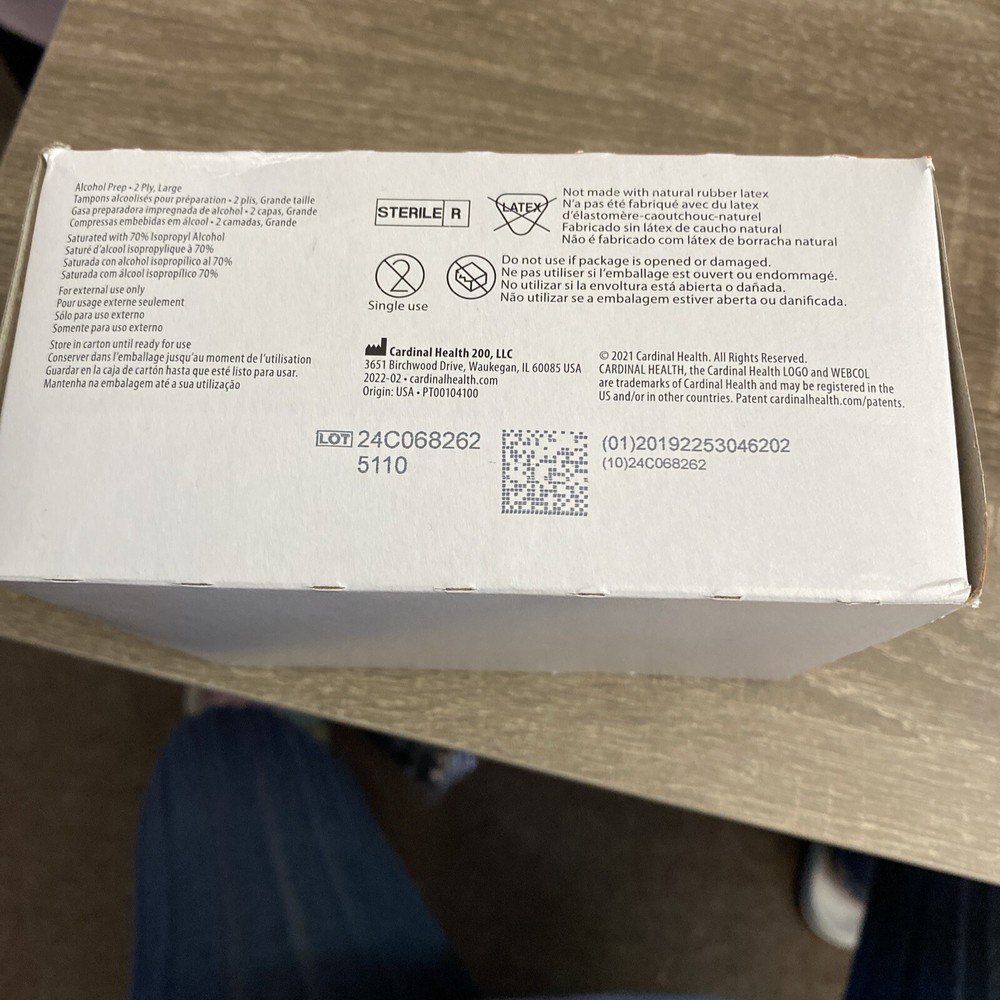 Alcohol Prep Wipes , Large - 200 Count