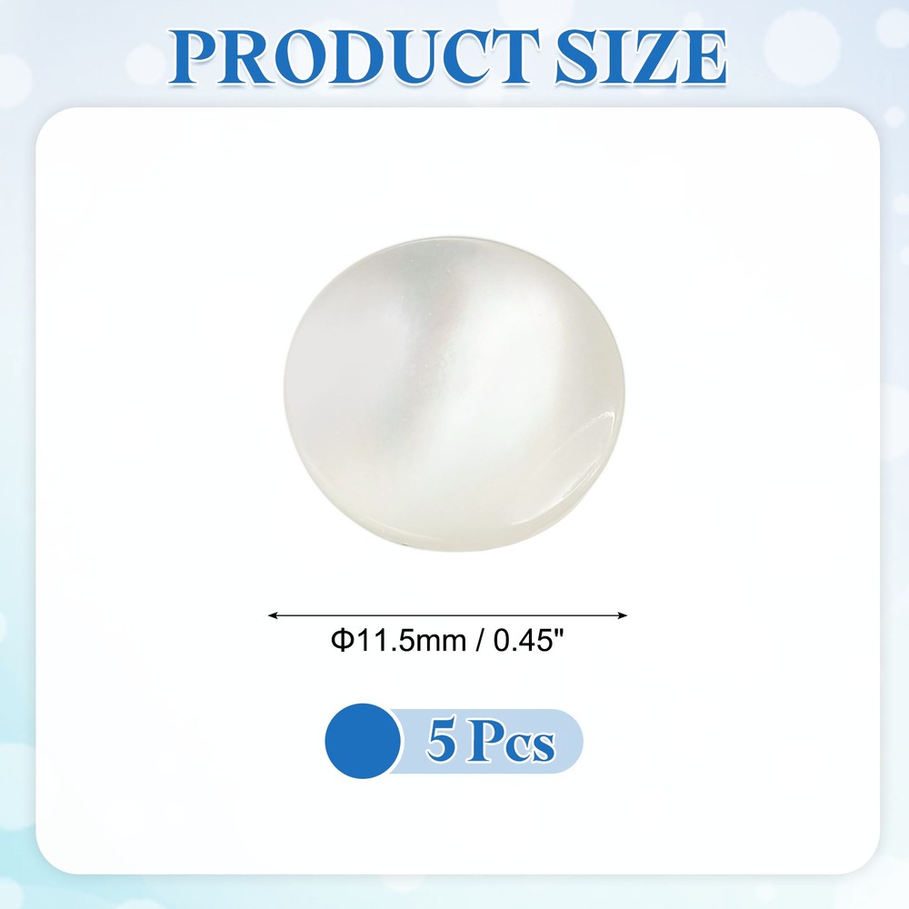 5Pcs Natural Shell Button, 11.5mm Curved Shell Shank Buttons, Beige/Silver