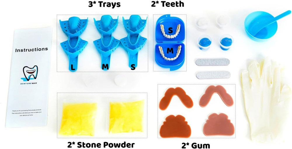 DIY Denture Kit with Impression(2 Sets of False Teeth)Do-It-Yourself Denture...