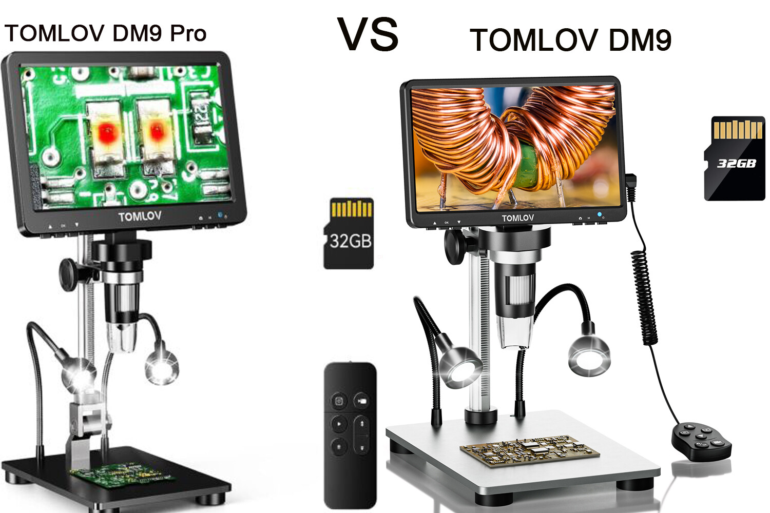 TOMLOV 7" Digital Microscope 1200X Magnifier Entire Coin View Remote Soldering
