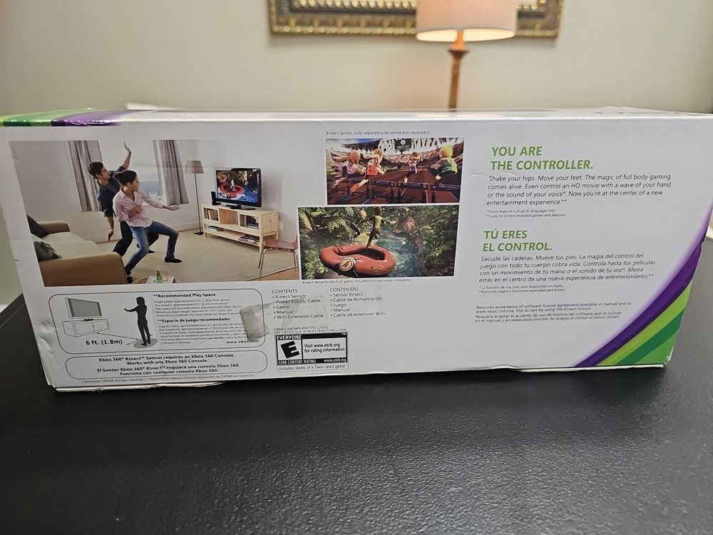 Open Box Xbox 360 Kinect Sensor with Kinect Adventures! Game