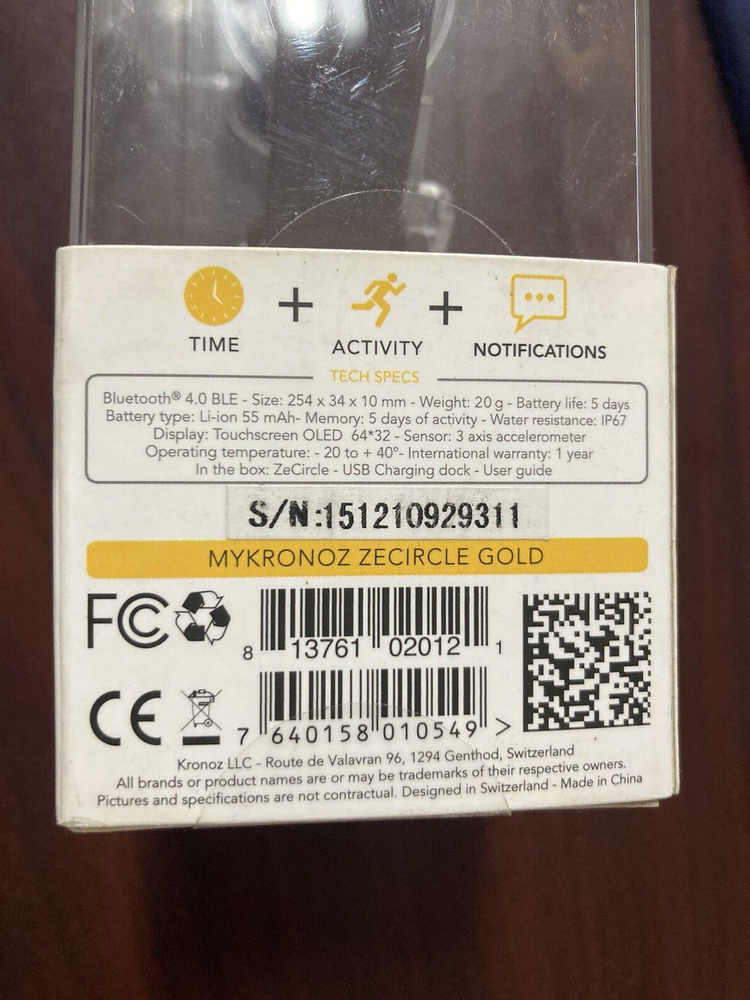 MyKronoz, KRZECIRCLE-GOLD, ZeCircle, Activity Tracker