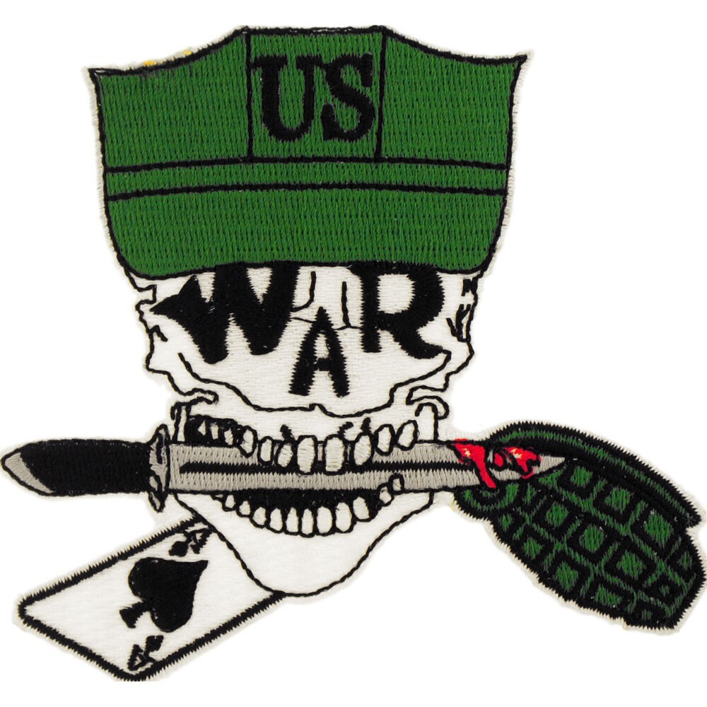 SKULL, WAR Embroidered Patch (4") (1122)
