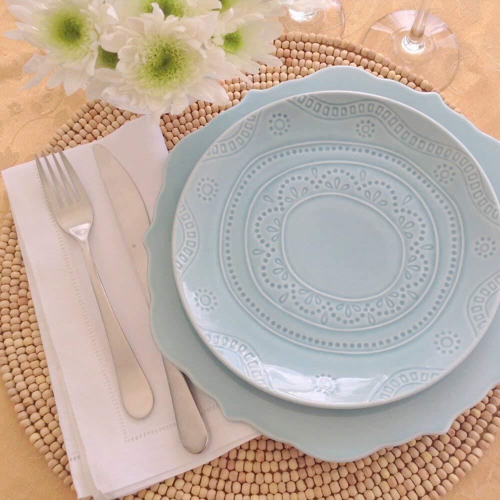 White linen hem stitch dinner napkins - Set of 6 20"x20"-Ladder hemstitch 100...