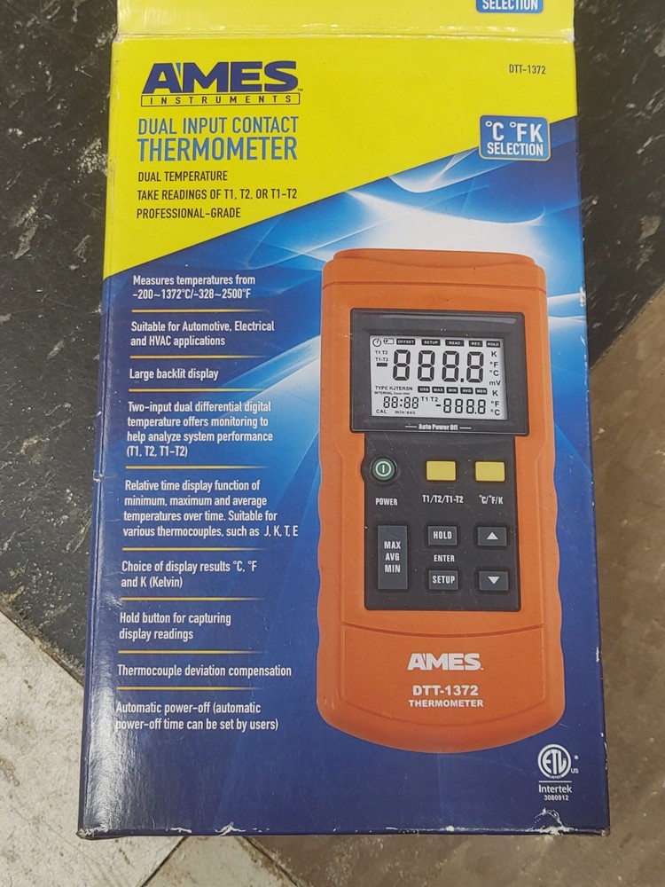 Ames DTT-1372 Dual Input Contact Thermometer Temperature Measurement Testing