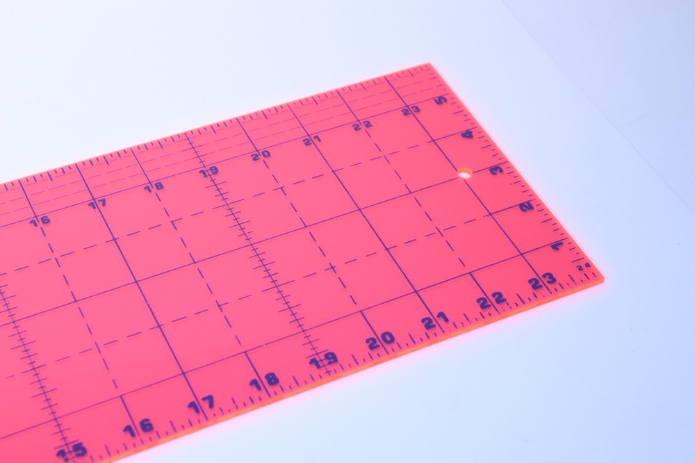 * MATRIX-RULE Ruler, 24 X 6” Pink See Through Templates Quilt