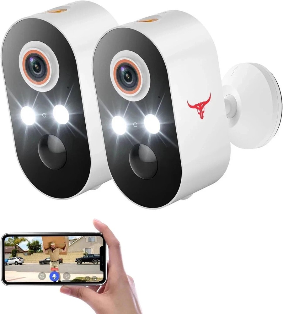 2 Pack Wireless Security Camera Smart Night Vision Outdoor 2.4G WiFi Cameras