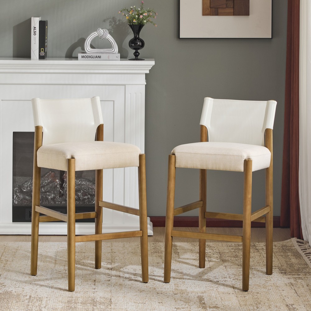 28.5'', Modern Solid Wood Bar Stool with Polyester Cushion - Minimalist