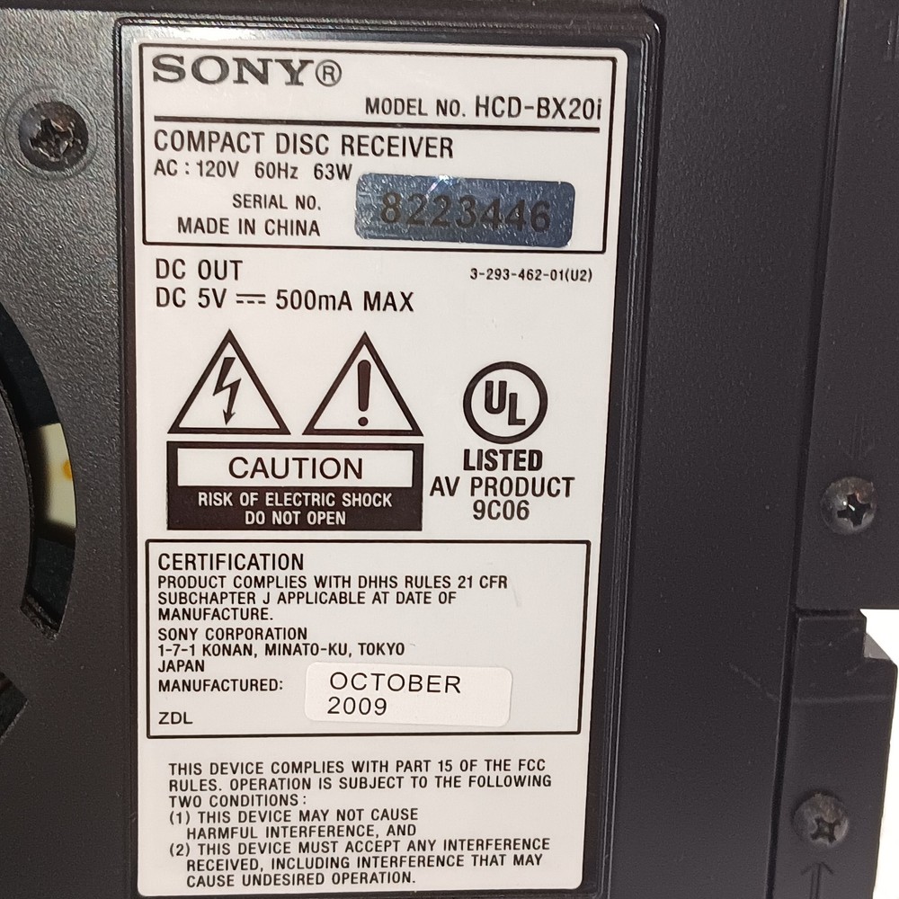 Sony HCD-BX20i Micro Hi-Fi Component System (CD, AM-FM, Ipod)