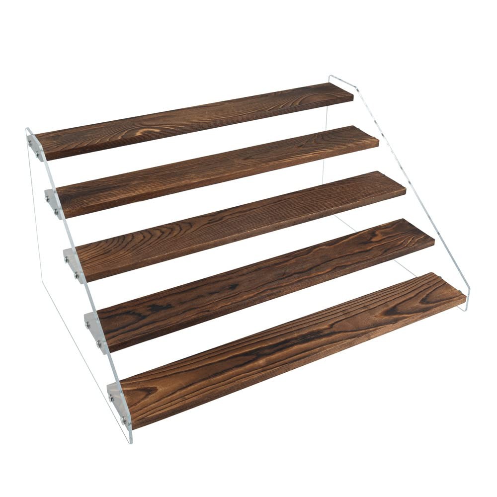 Display Shelf Stand, Clear Acrylic Riser Shelves Wood Acrylic Storage for Fig...