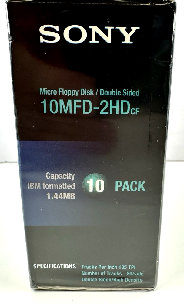 Sony Micro 3.5 Floppy Disc 10 Pack IBM Formatted Double Sided MFD-2HD Sealed