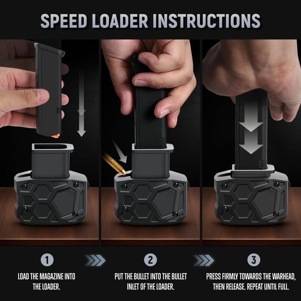 Magazine Speed Loader, Rapid Loader for Glock 9mm/.40sw, Black