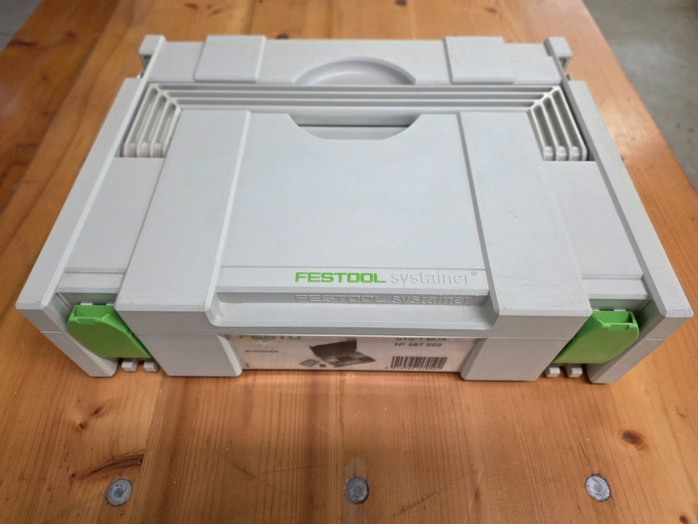 FESTOOL Systainer Box 487552 with 13 multicolored inserts, original, never used.