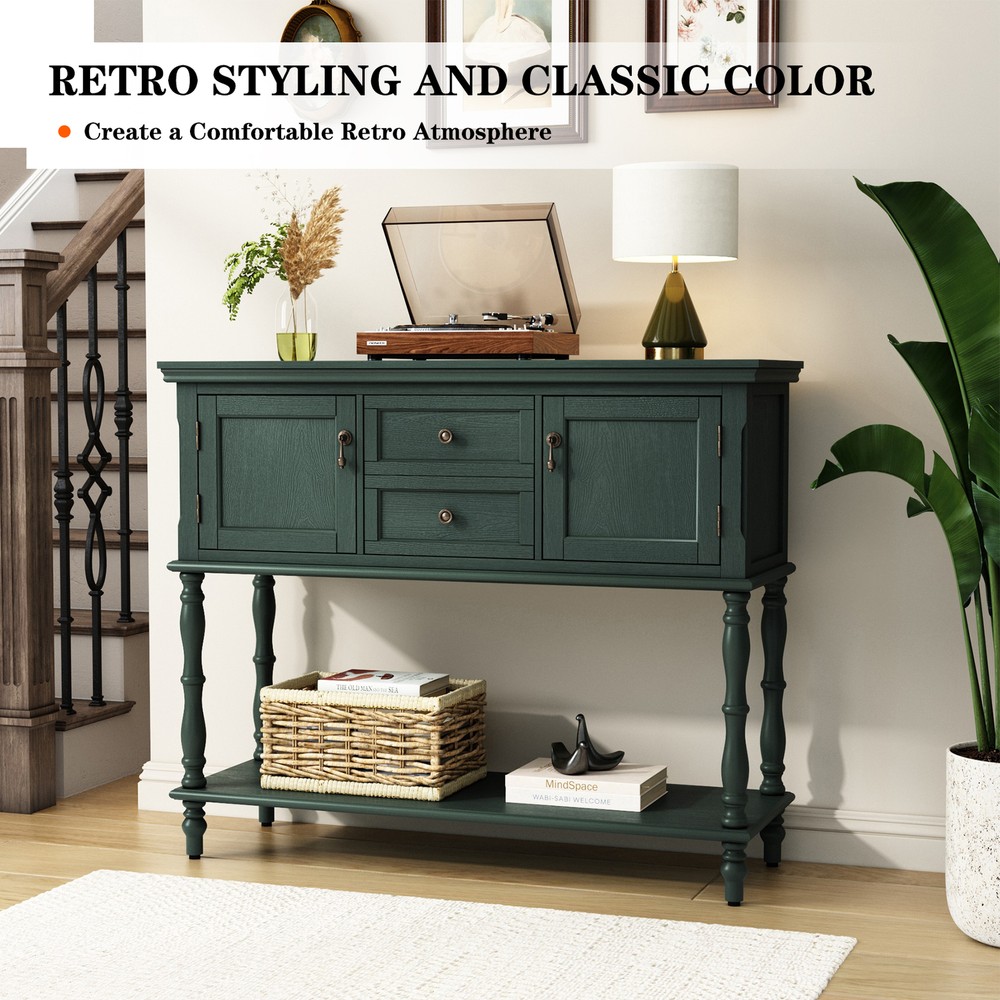 Console Table w/ 2 Drawers & Storage Shelf Entryway Table for Living Room Hall