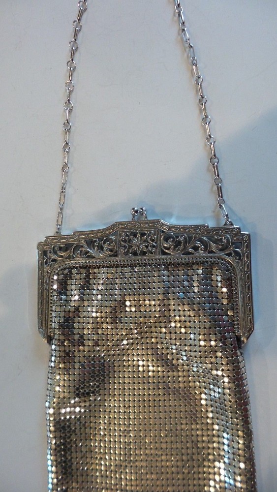 Vintage Whiting & Davis Silver 10" Mesh Handbag, c. 1900