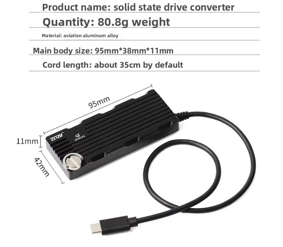 1pc for SSD Solid State Drive Converter Type-C High Speed USB 3.2 Interface CS10