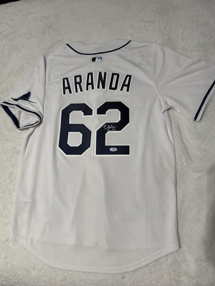 Jonathan Aranda Nike Tampa Bay Rays White Signed Authentic Jersey PSA COA
