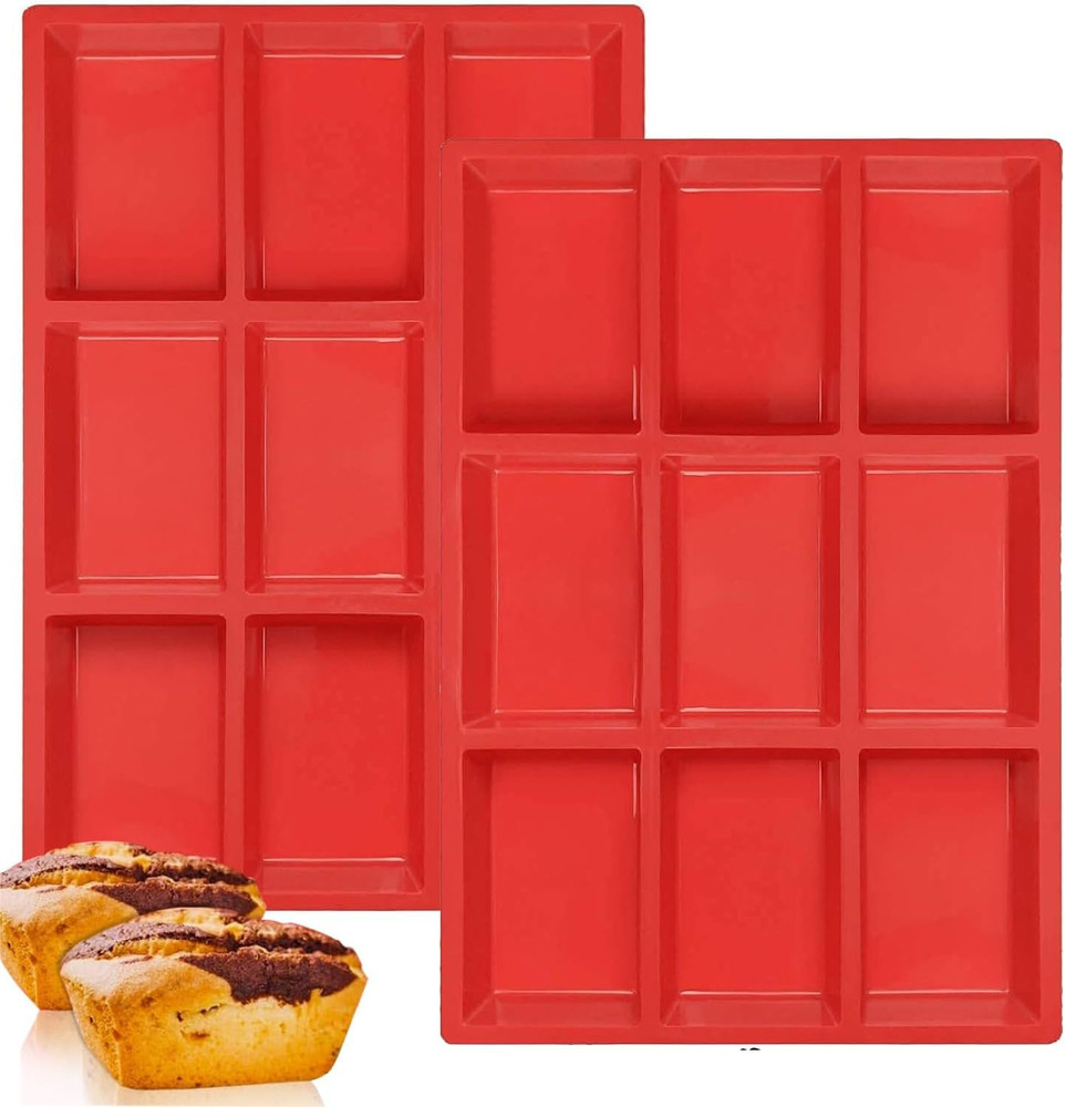 2 Pack Silicone Mini Loaf Pans, 9-Cavity Non-Stick Bread Cake Baking Mold