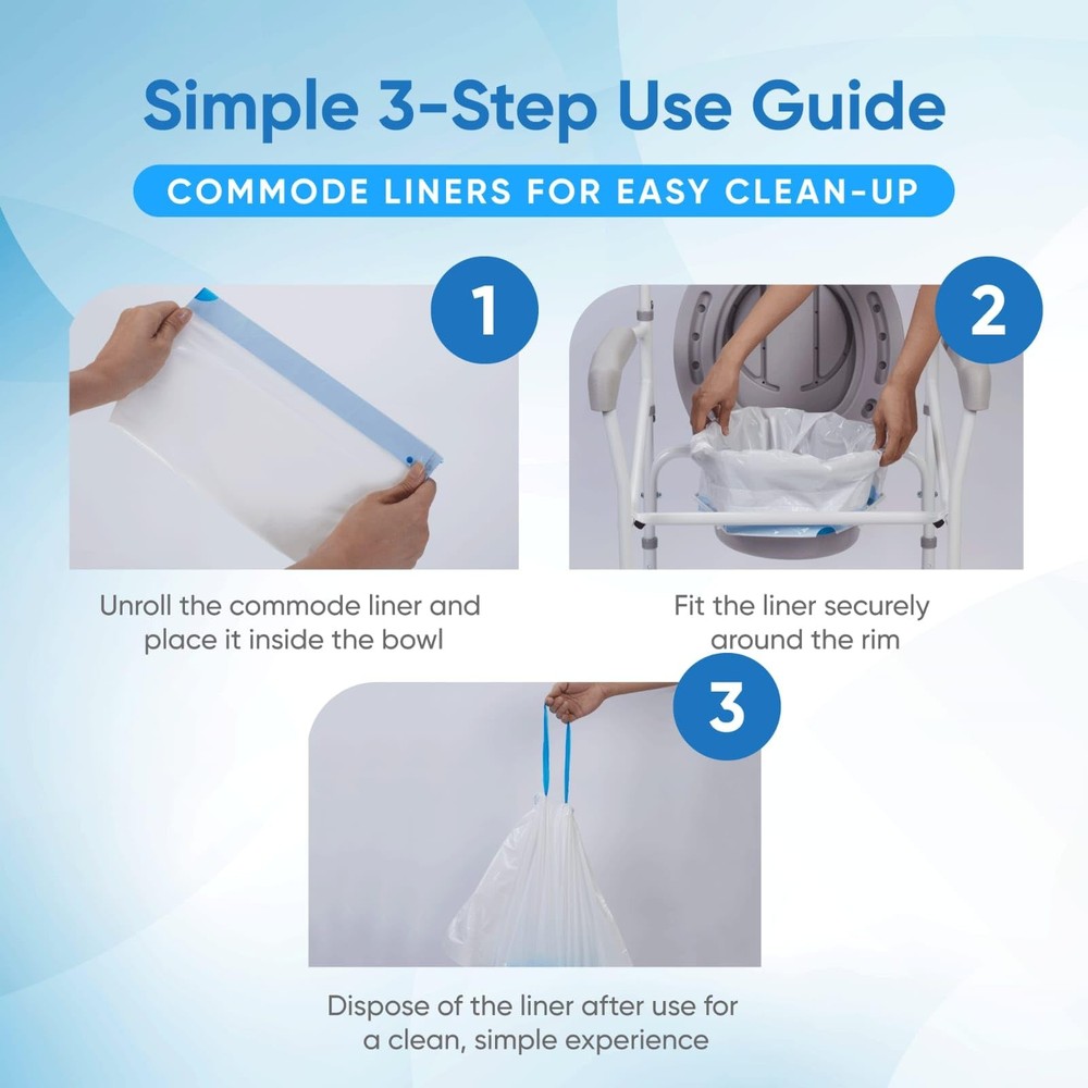 100 Pack Unscented Bedside Commode Liners for Portable of 100, White