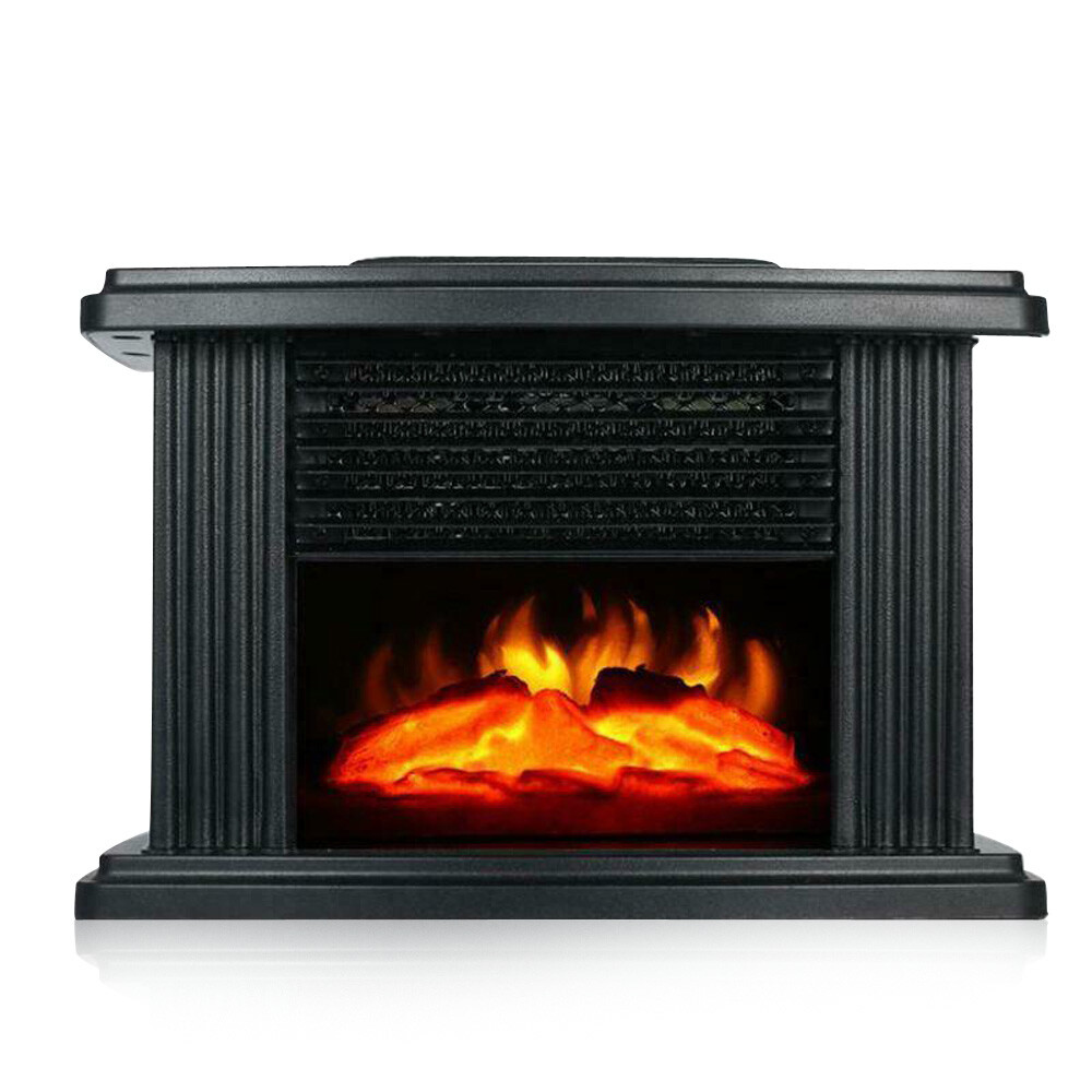 Mini Air Electric Heater Fireplace W/ 3D Flame Effect For Quick Warmth 1000W