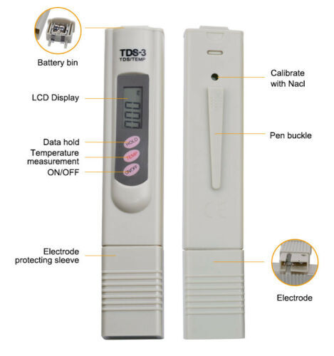 TDS3 PPM Meter Temp Digital Tester Digital LCD Water Quality Filter Purity Test