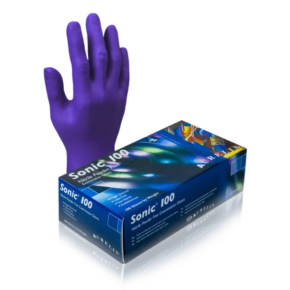 Aurelia Sonic 100 Nitrile PF Gloves, 100/Box, Medium