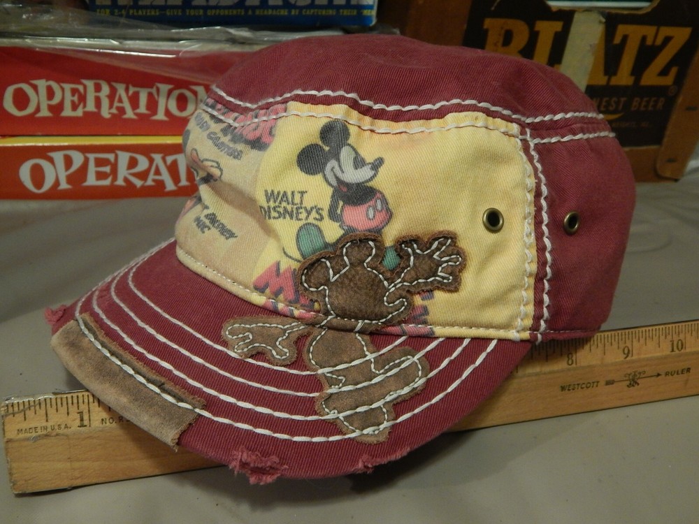 Walt Disney World Souvenir ~ Hook n Loop Distressed MICKEY ~ HAT_CAP ~ Ltd VG+