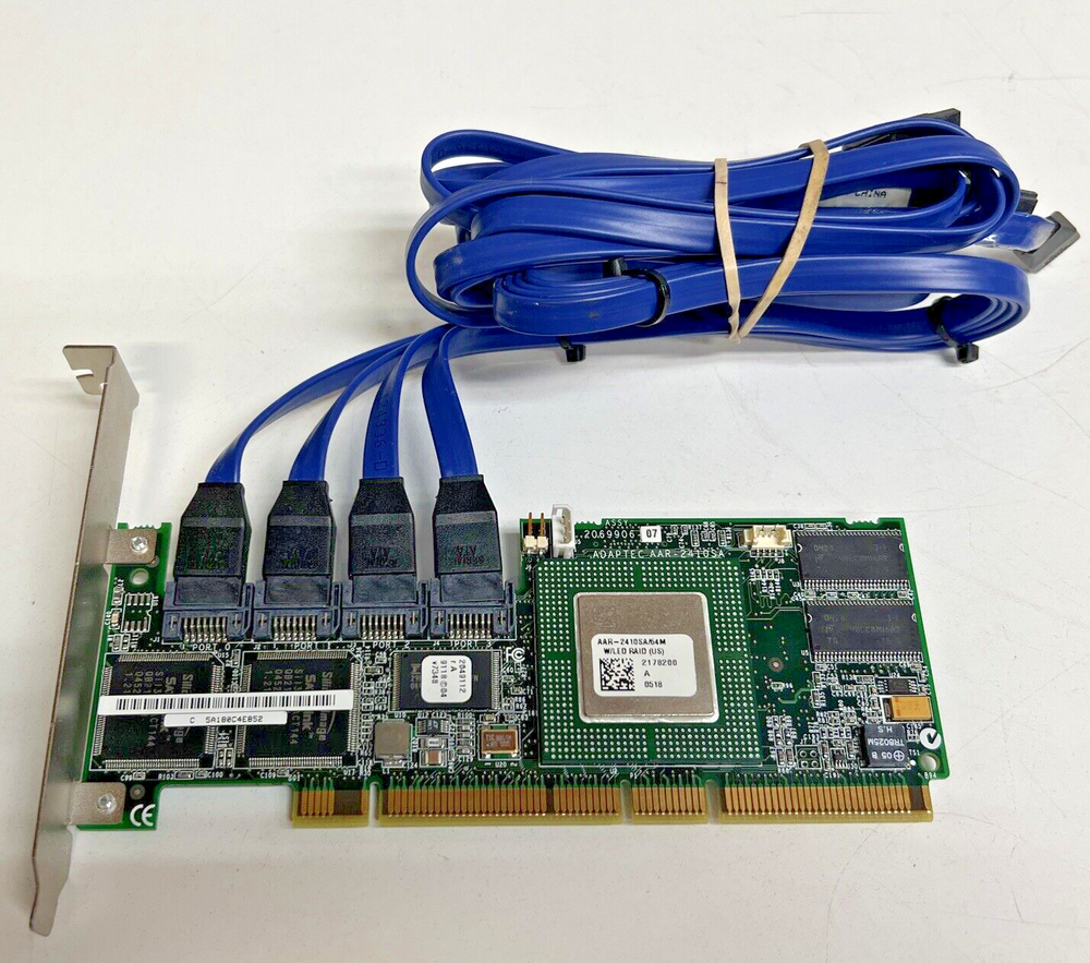 ADAPTEC AAR-2410SA /64MB 4-PORT SATA RAID CONTROLLER CARD w/ 4 Original CABLES