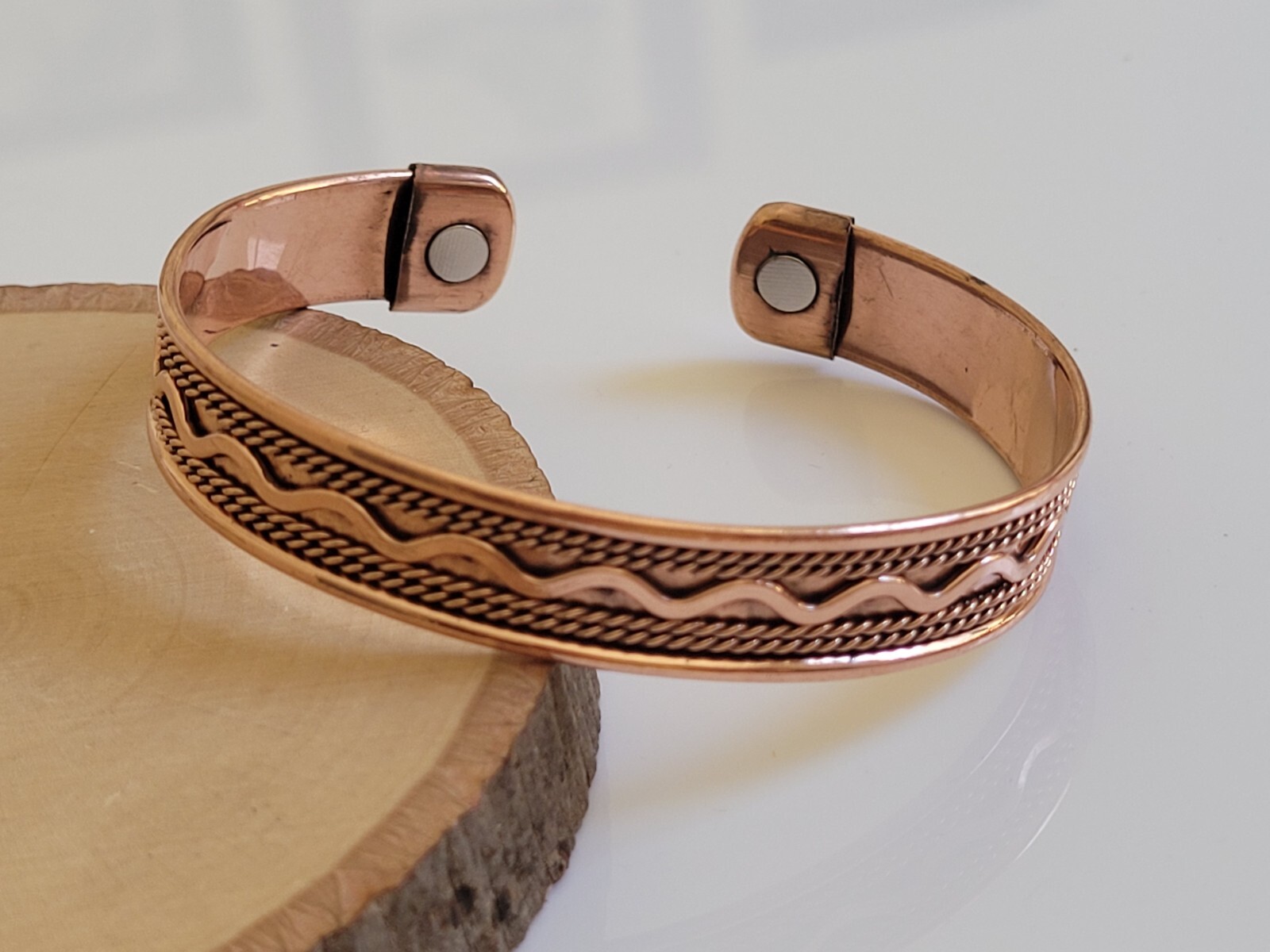 2 Pack Pure Copper Magnetic Bracelet Arthritis Pain Therapy Energy Cuff Bangle