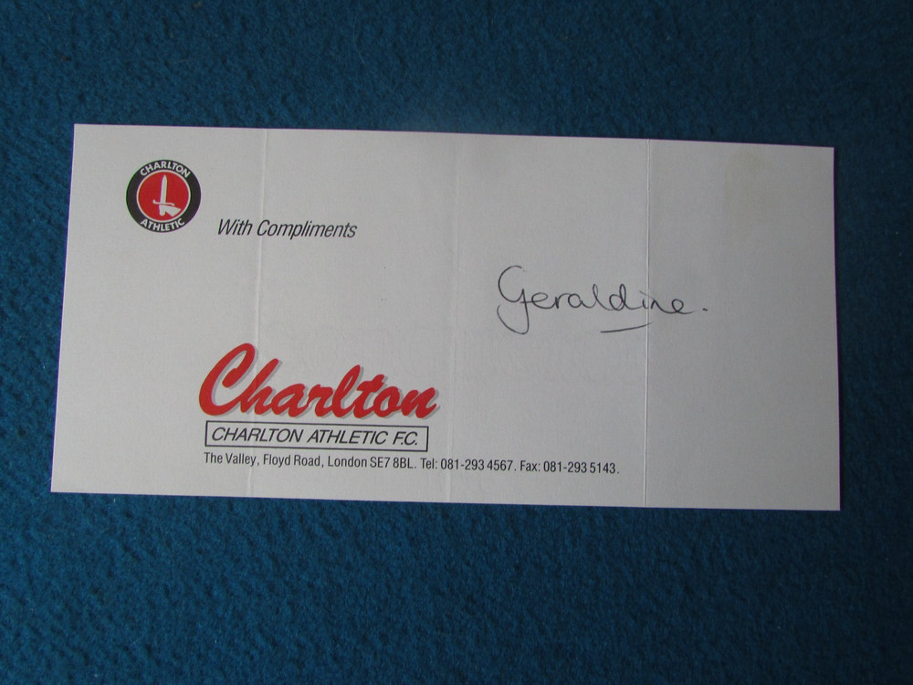 CHARLTON ATHLETIC Compliments Slip