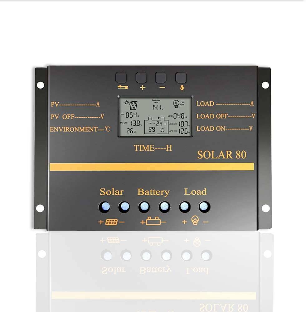 80A AMP MPPT Solar Panel Regulator Charge Controller 24V/12V 2000W/1000W LCD US1