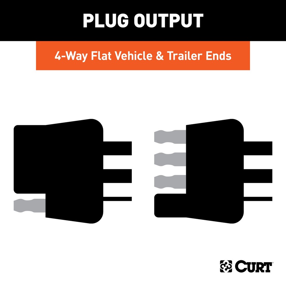 Curt 4-Way Flat Connector Plug & Socket with 12" & 48" Wires (Packaged)