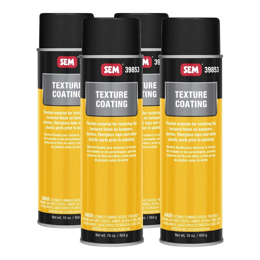 SEM 39853 Black Bumper Dashboard Plastic Spray Texture Coating 16 oz (4 Pack)