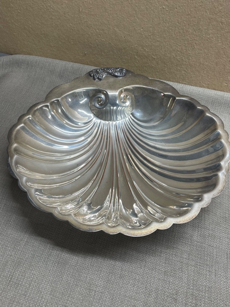 Glastonbury Silver on Copper Shell Dish footed marked 608