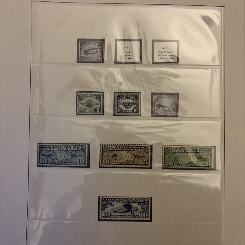 Rare! LINDNER FALZLOS USA Airmail hingeless 10 pages w/ Stamps