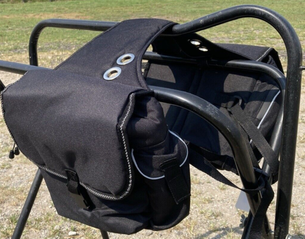 Insulated black nylon, 600D, Western horse gear saddle bags w/multiple pockets