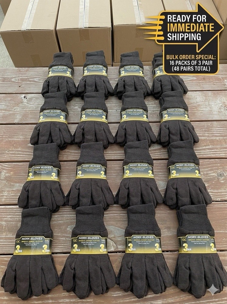 48 PAIR CLC BROWN JERSEY WORK GLOVES Cotton/poly