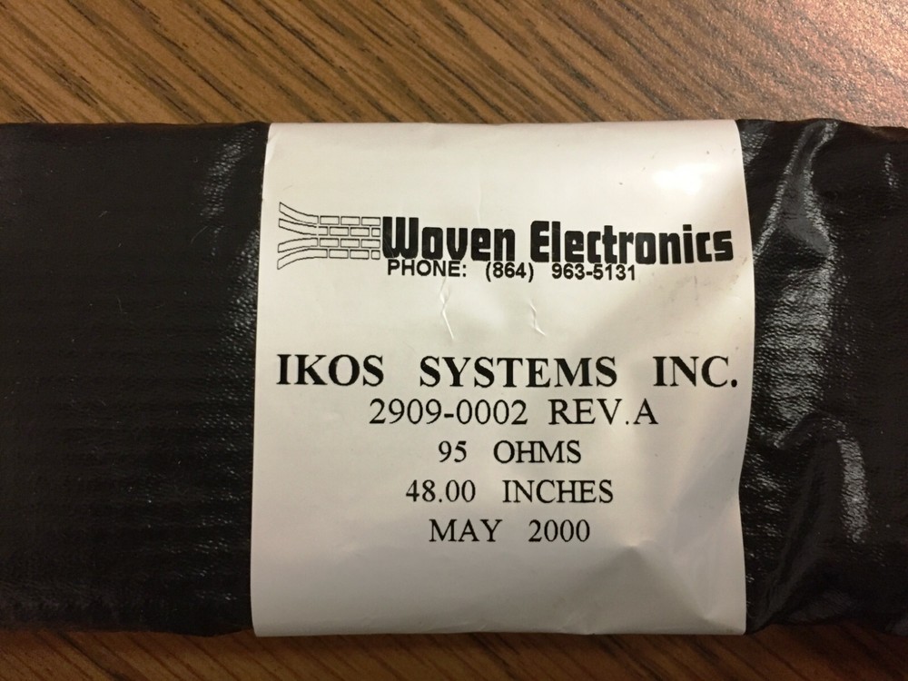 Woven Electronics 2909-0002 Rev. A, 48" Long, 95 Ohm, Data Cable for Eagle Testi