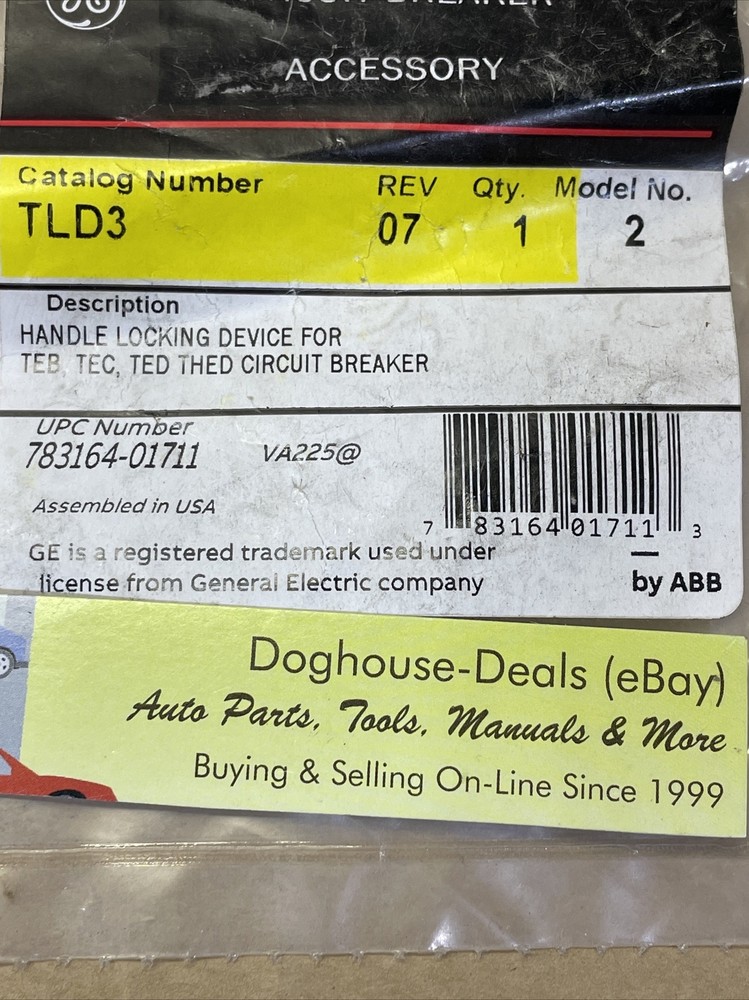 GE TLD3 Circuit Breaker Accessory, Locking DeviceTEB, TEC, TED, THED