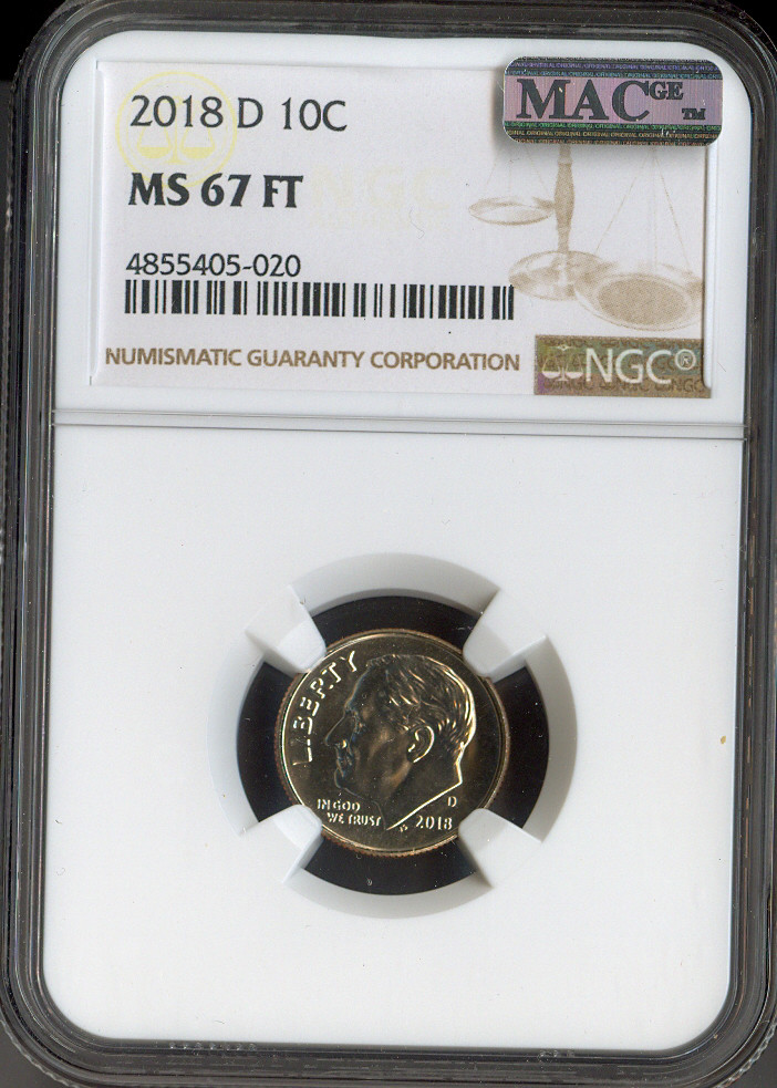 2018 D Roosevelt Dime NGC MS67 FT QUALITY✔️