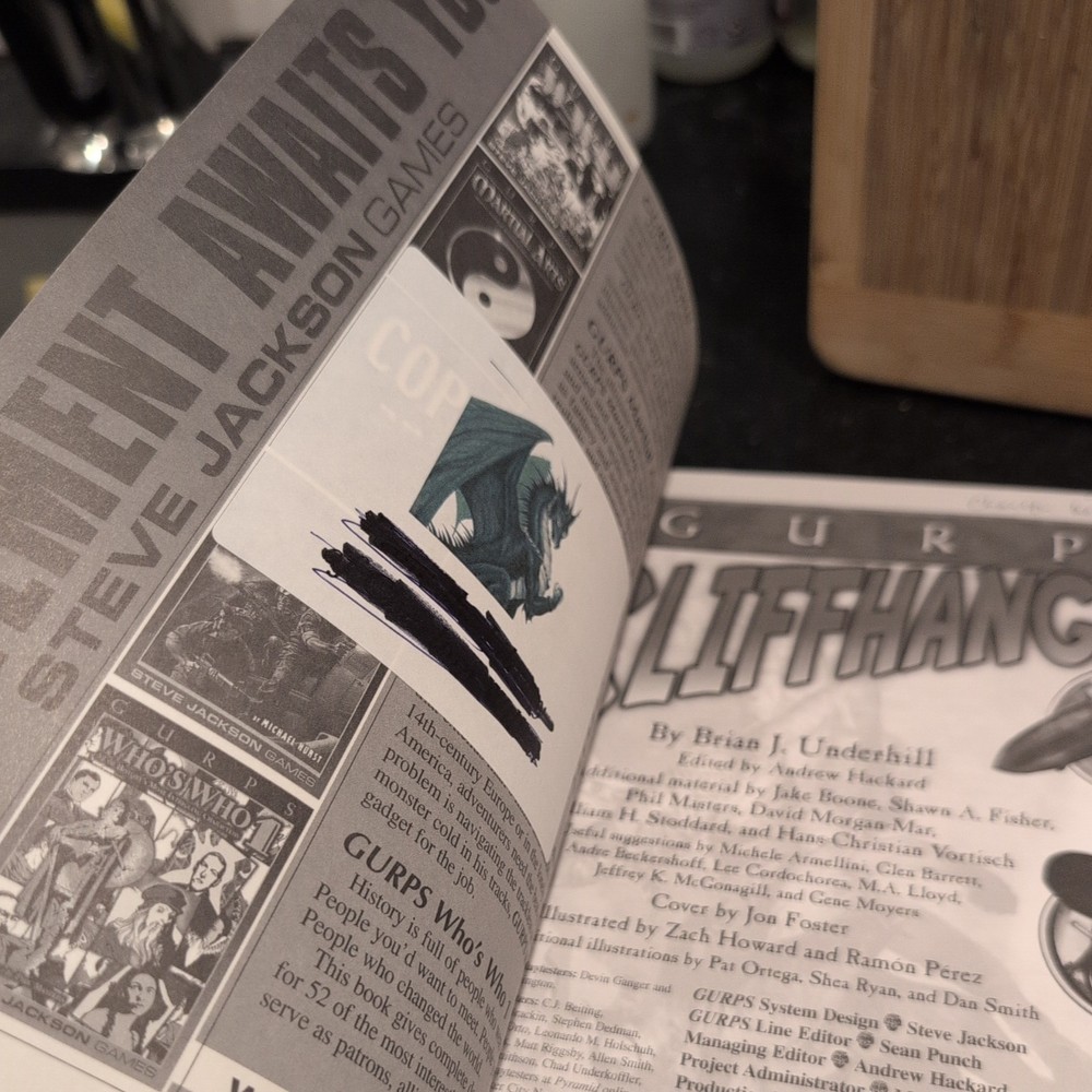 Gurps Cliffhangers Second Edition RPG Book by Brian J. Underhill