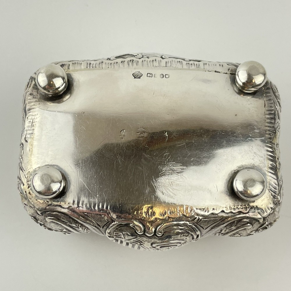 Antique Solid Silver Repousse Type Embossed Scene Trinket Box William Hutton 9cm