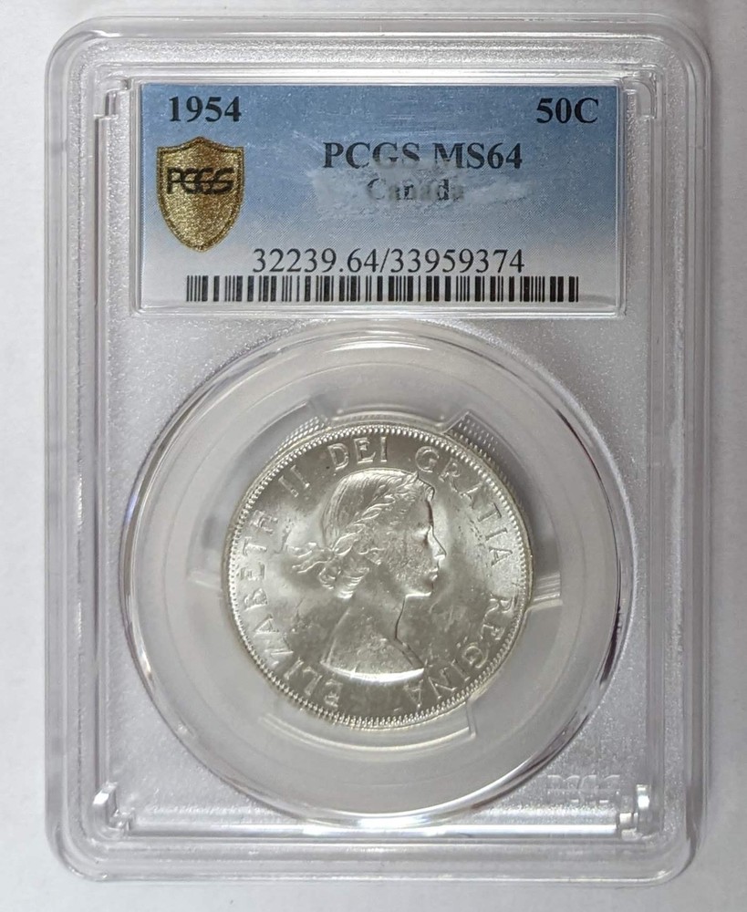 1954 Canada 50c Silver PCGS MS 64