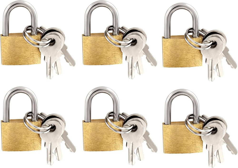 6 Pieces Mini Locks with Keys, Small Solid Brass Padlock Suitcase Locks for Lugg